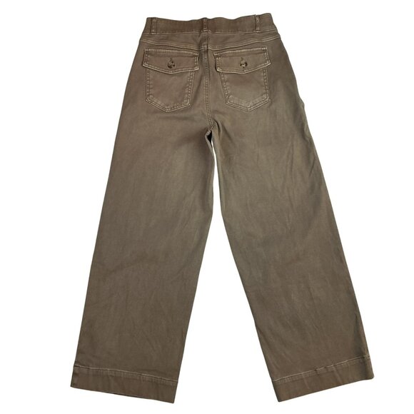 Spanx Khaki Wide-Leg Pants Womens Medium Stretch Cotton Blend Casual - Picture 5 of 11